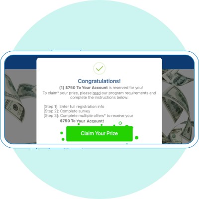 Claim your prize prelander test template on Iphone